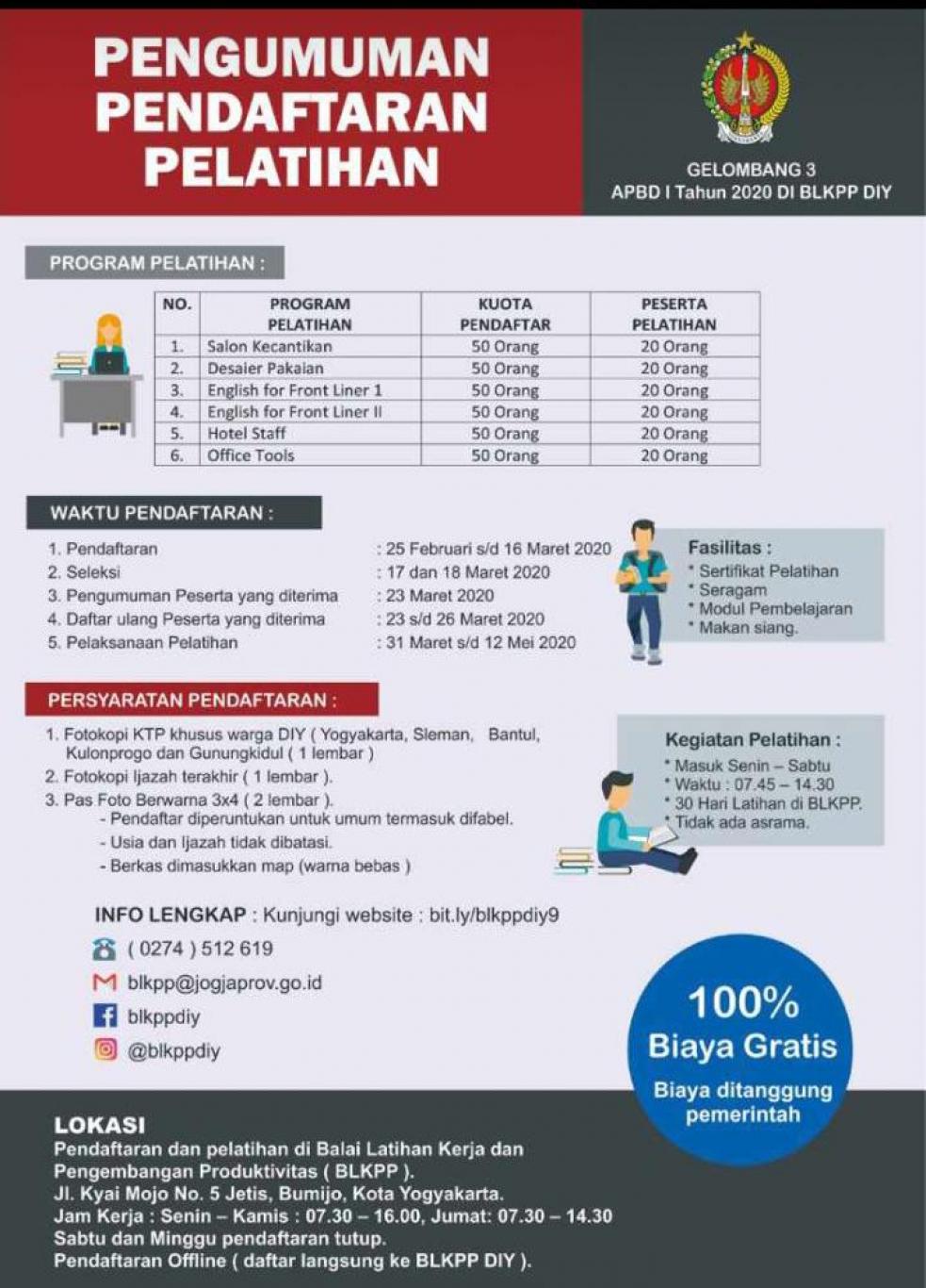 PENGUMUMAN PENDAFTARAN PELATIHAN