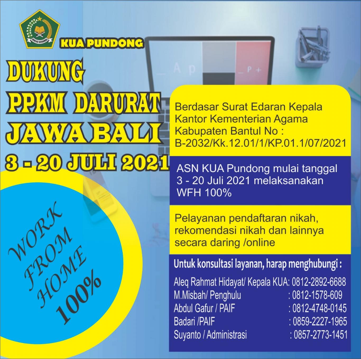 KUA KAPANEWON PUNDONG DUKUNG PPKM DARURAT