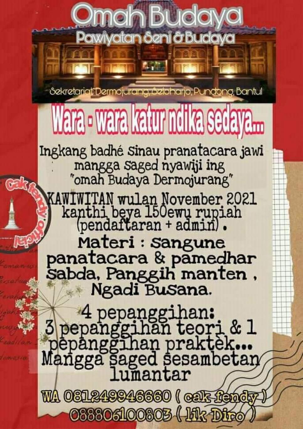 PELATIHAN PANATACARA & PAMEDHAR SABDA