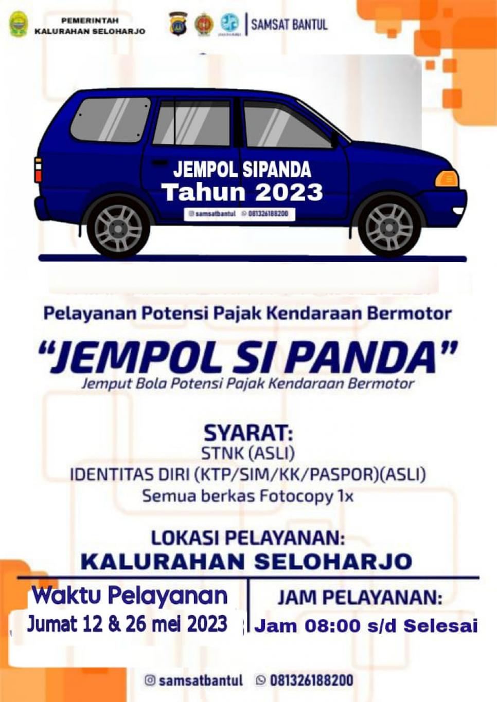 PELAYANAN JEMPOL SI PANDA DI KALURAHAN SELOHARJO( JUMAT, 12 DAN 26 MEI 2023)