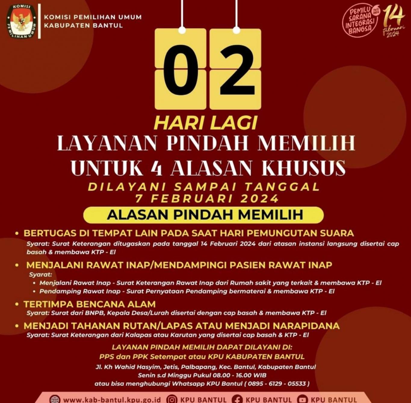 KPU Melalui PPS Setempat Masih Melayani Pindah Memilih Sampai Tanggal 07 Februari 2024