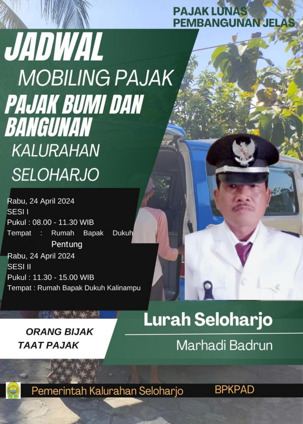 Jadwal Mobiling Pajak Bumi dan Bangunan 24 April 2024 di Seloharjo