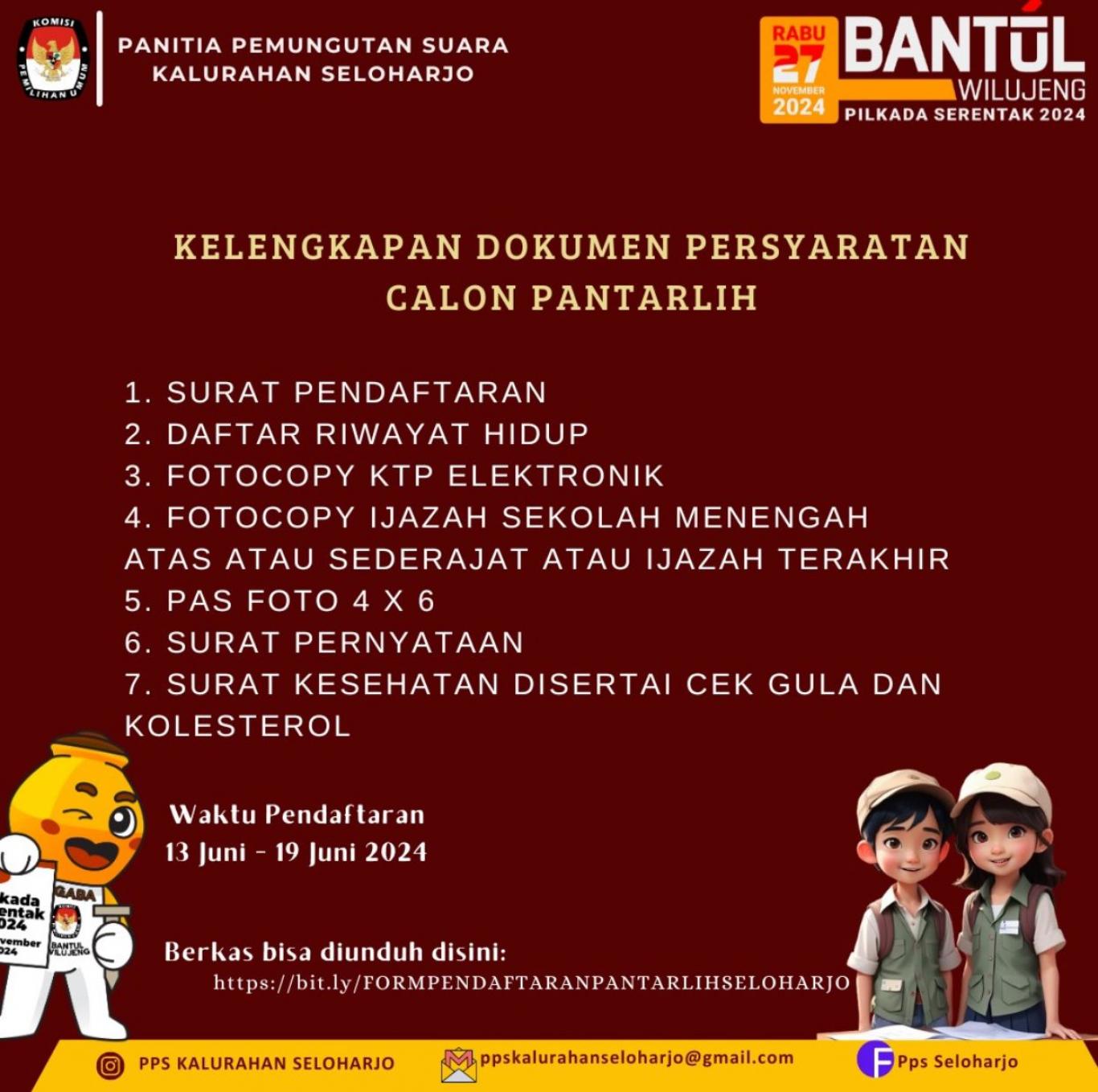 Kelengkapan Dokumen Persyaratan Calon Pantarlih Pemilihan Bupati dan Wakil Bupati Bantul 2024