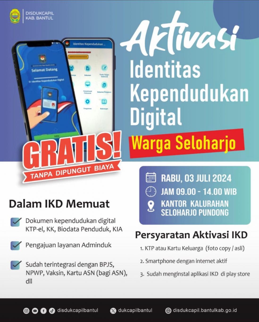 Pengumuman Aktivasi Identitas Kependudukan Digital Untuk Warga Seloharjo