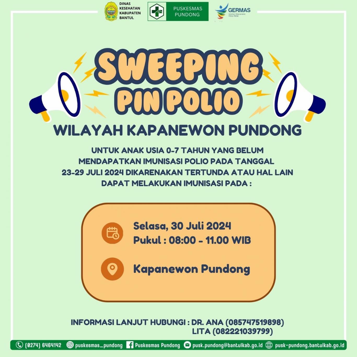 Pengumuman Sweeping Pin Polio di Kapanewon Pundong