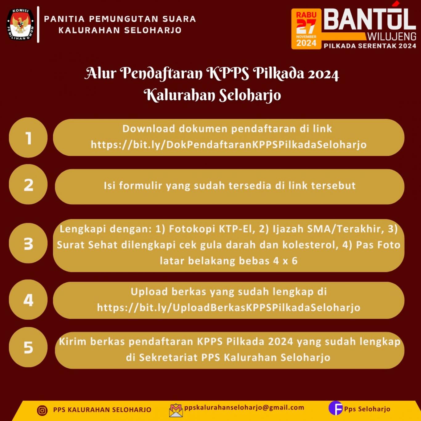 Alur Pendaftaran KPPS Pilkada 2024 Kalurahan Seloharjo