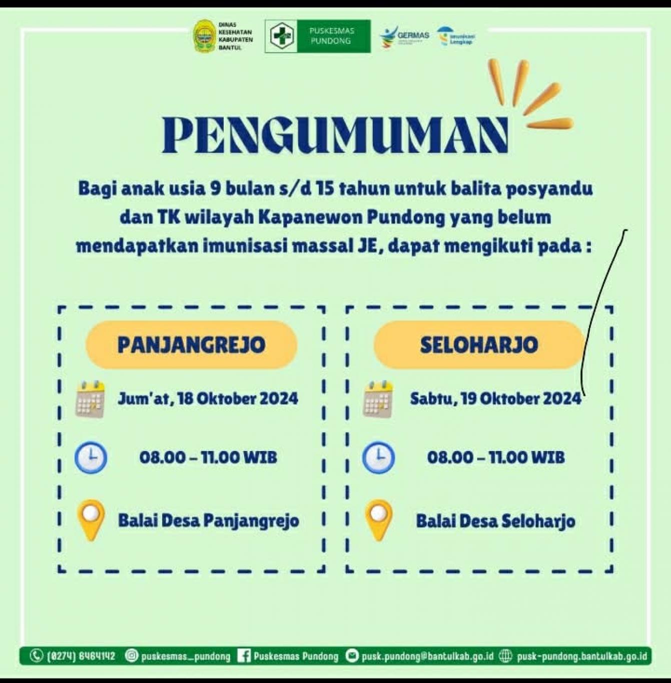 Imunisasi Massal JE di Kalurahan Seloharjo