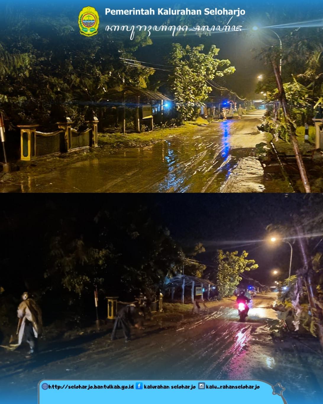 Luapan Air Parit Mengakibatkan Tanah Liat Menutupi Jalan