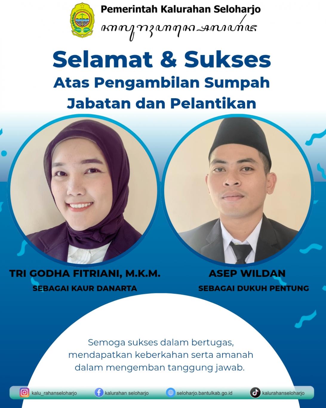 Selamat & Sukses Atas Pengambilan Sumpah Jabatan dan Pelantikan