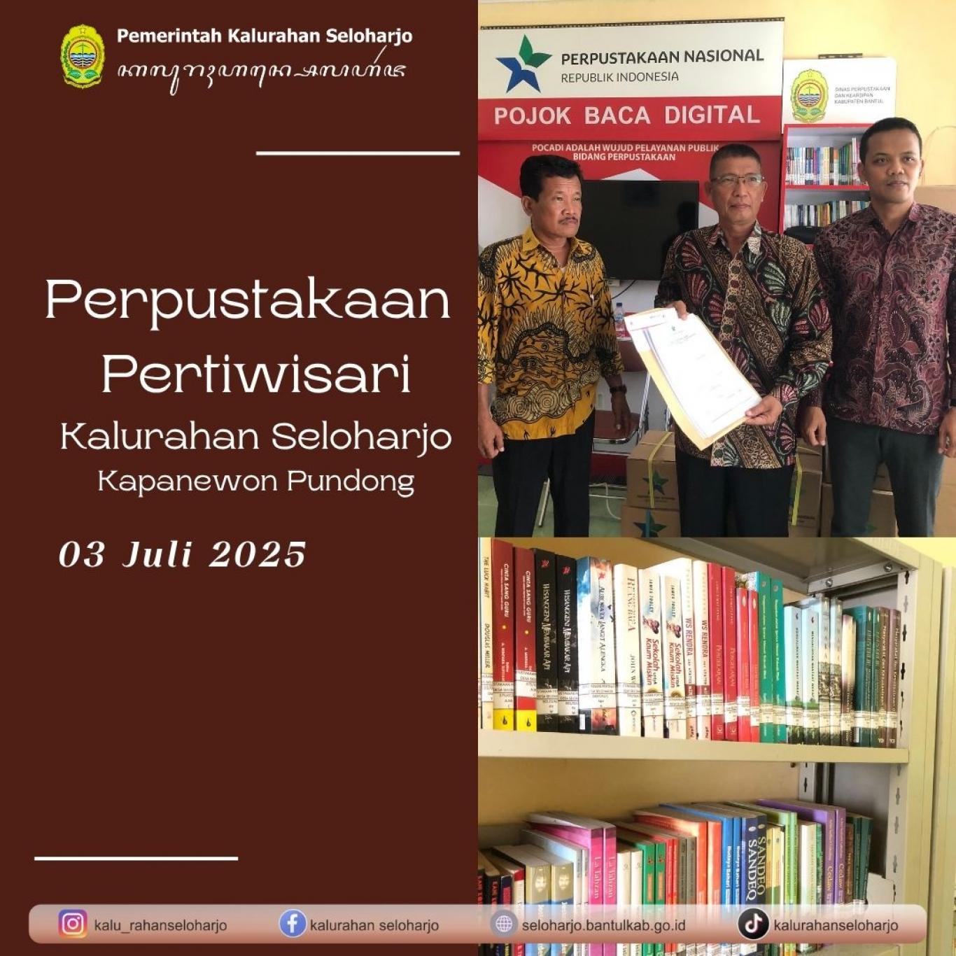 Pemerintah Kalurahan Seloharjo Terima Bantuan 1000 Buku dari Perpustakaan Nasional Republik Indonesi