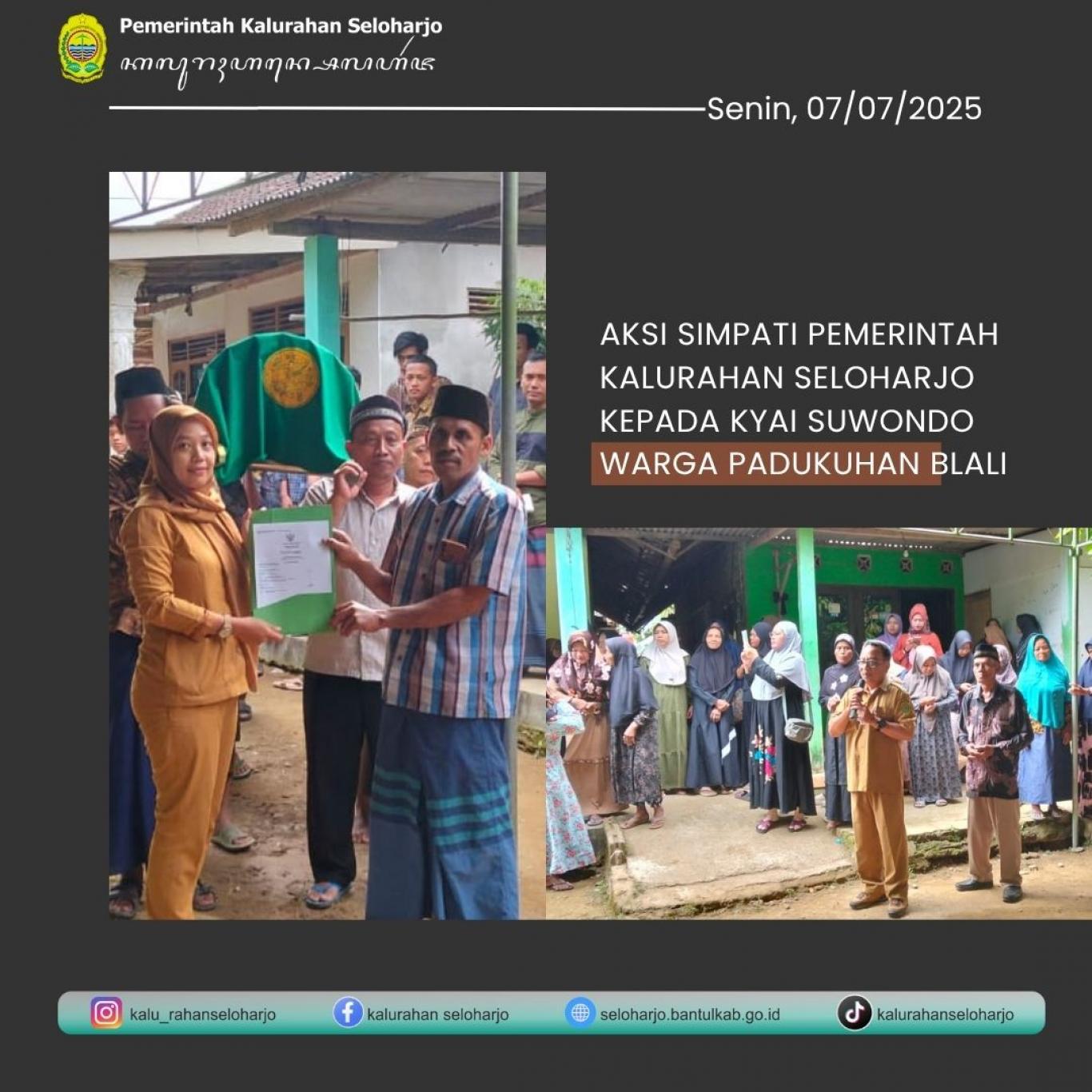 Aksi Simpati Pemerintah Kalurahan Seloharjo Kepada Kyai Suwondo Warga Padukuhan Blali