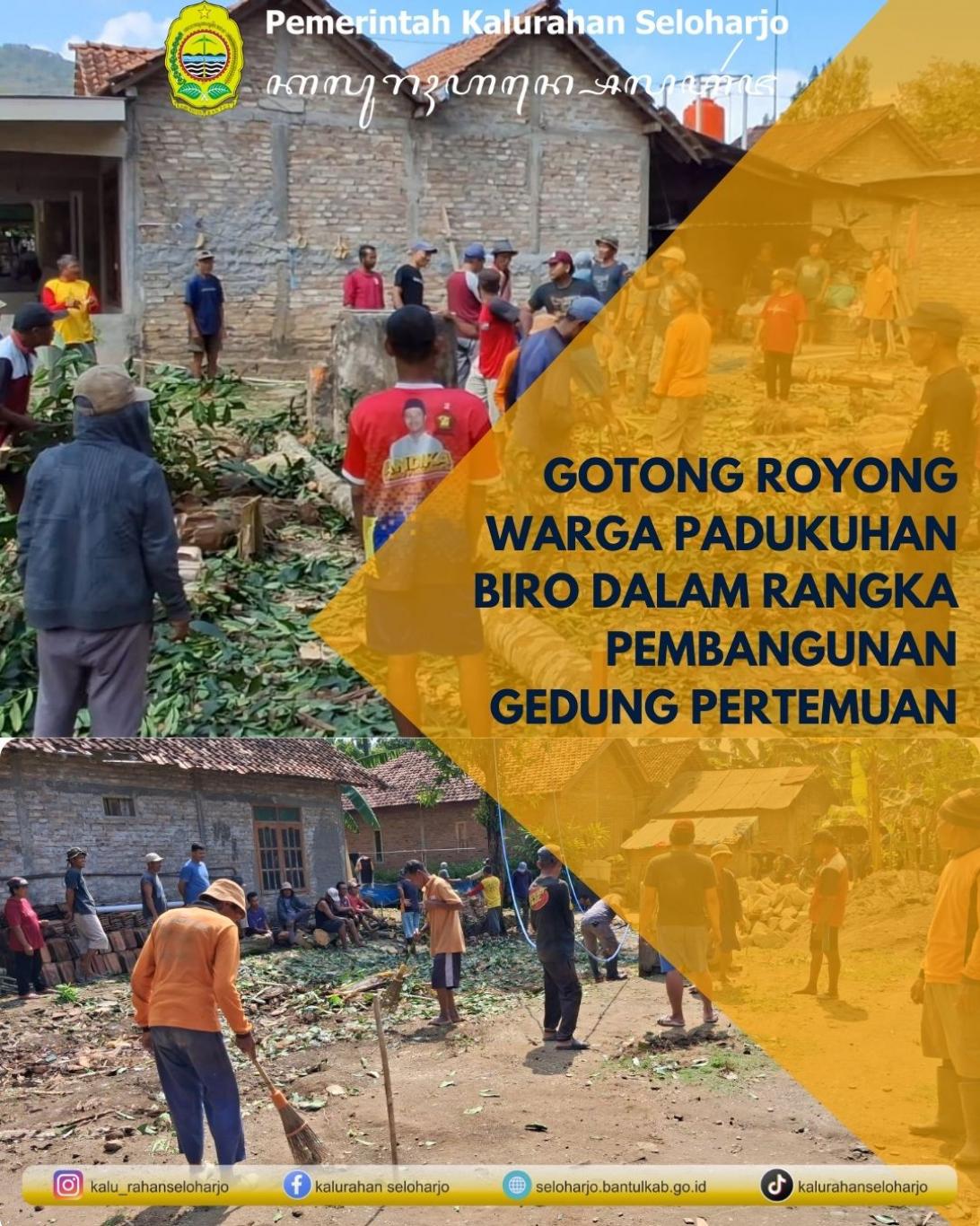 Gotong Royong Padukuhan Biro dalam Rangka Pembanguna  Gedung Pertemuan