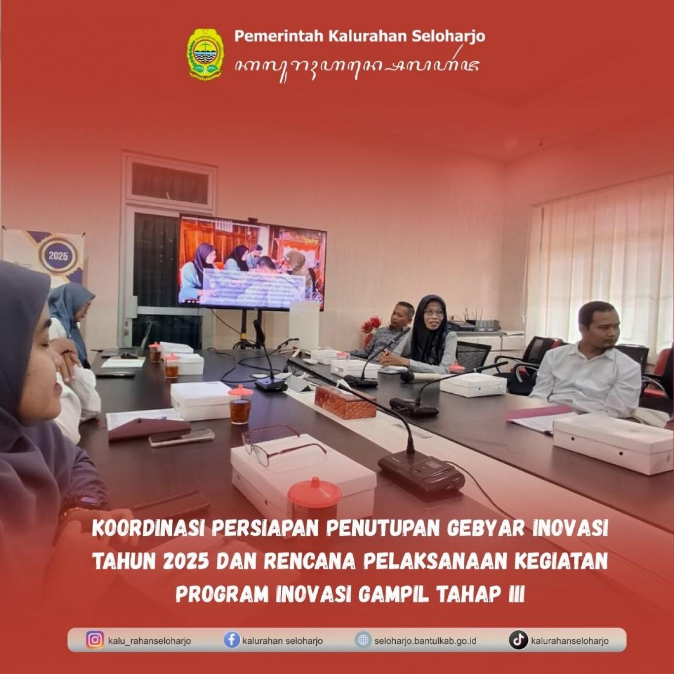 Koordinasi Persiapan Penutupan Gebyar Inovasi Tahun 2025 dan Rencana Pelaksanaan Kegiatan Program In