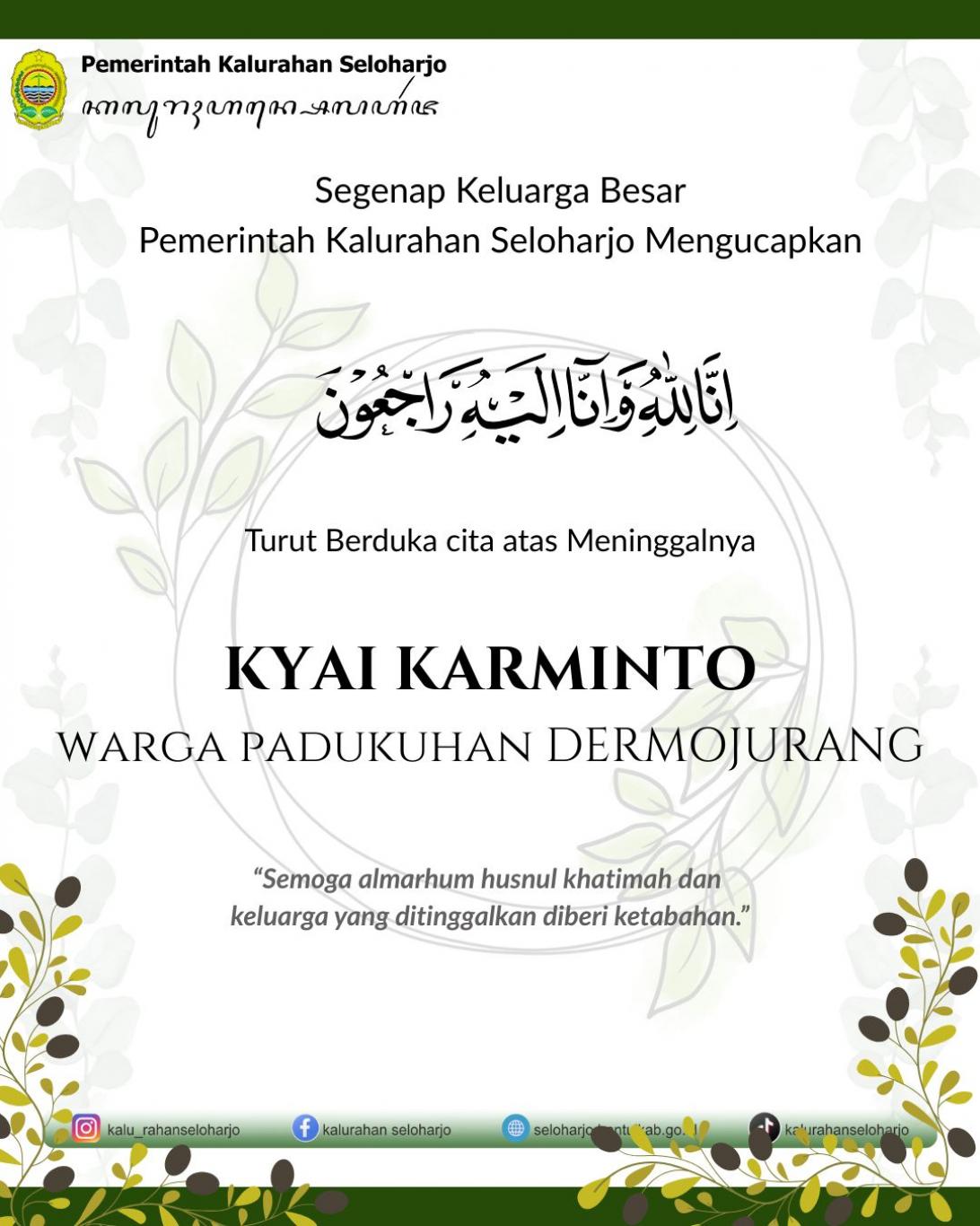 Aksi Simpati Pemerintah Kalurahan Seloharjo Kepada Kyai Karminto Warga Padukuhan Dermojurang