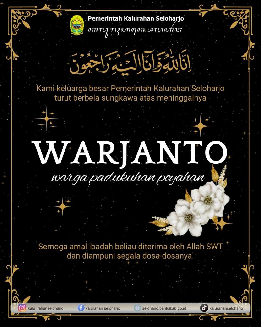 Atur Bela Sungkawa Almarhum Kyai Warjanto Warga Padukuhan Poyahan
