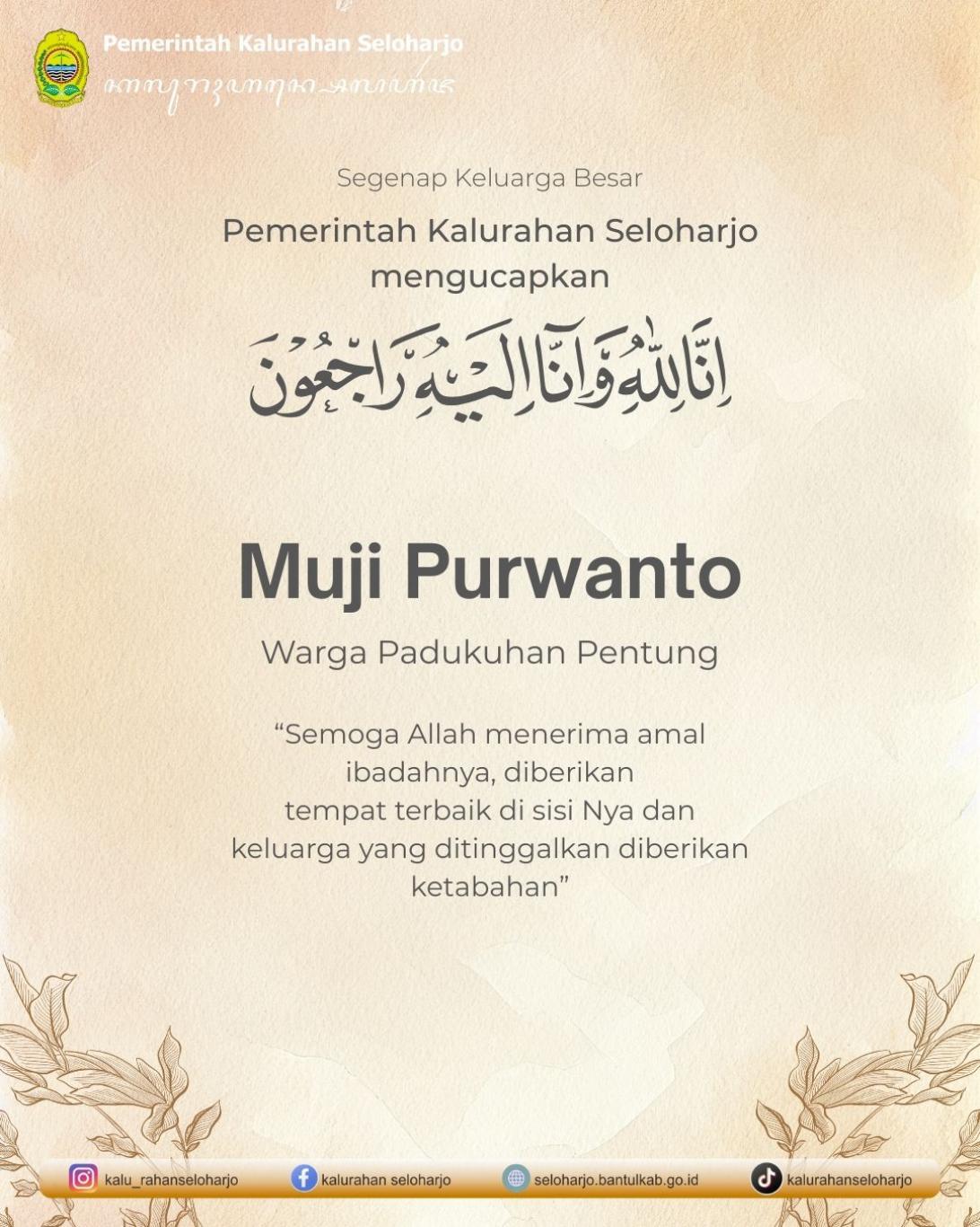Atur Bela Sungkawa Almarhum Kyai Muji Purwanto Warga Padukuhan Pentung