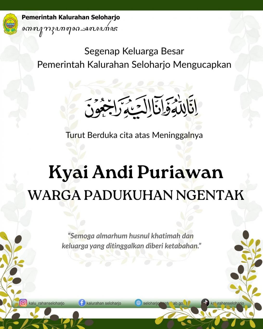 Berita Lelayu Kyai Andi Puriawan di Padukuhan Ngentak