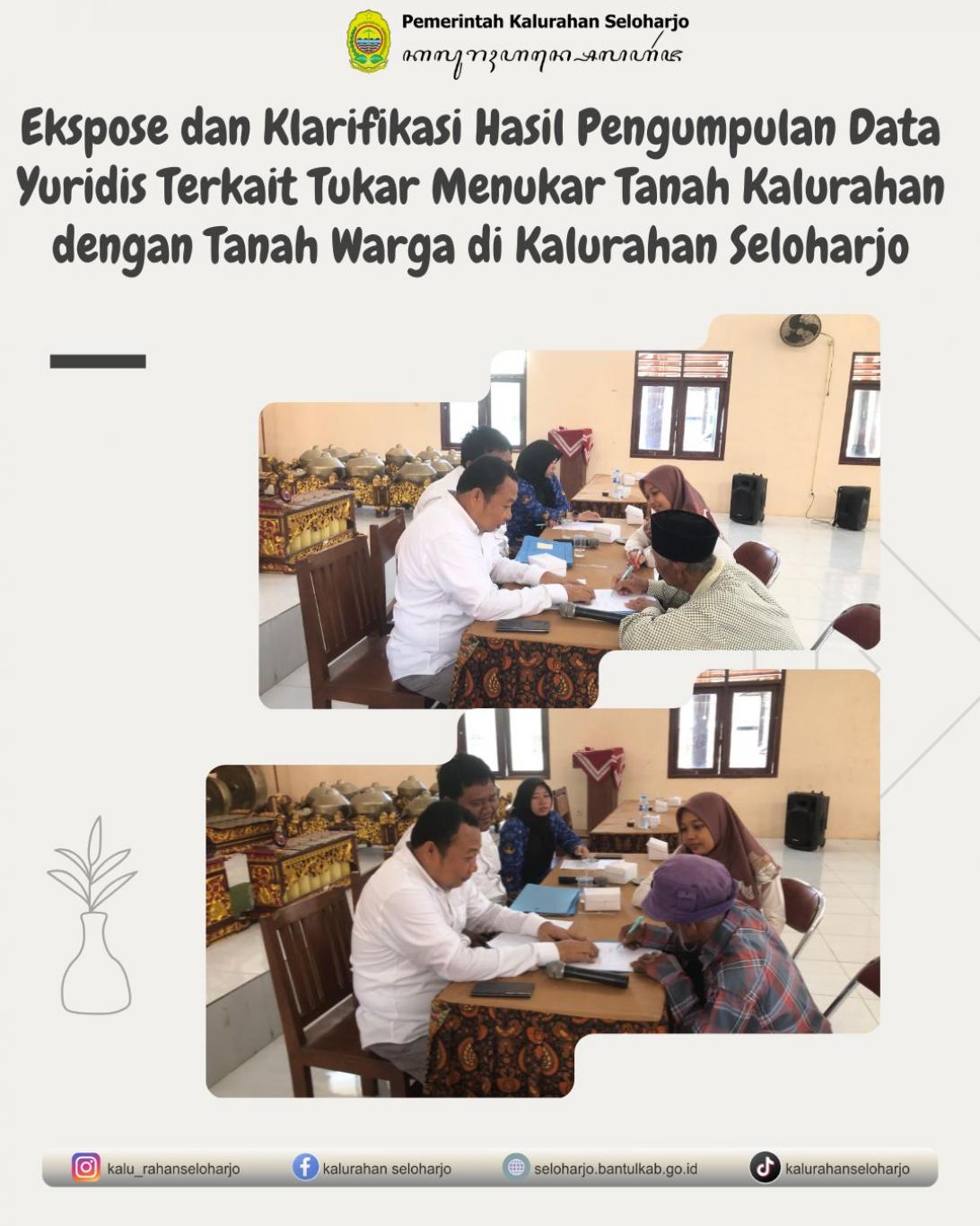 Ekspose dan Klarifikasi Hasil Pengumpulan Data Yuridis Terkait Tukar Menukar Tanah Kalurahan dengan 