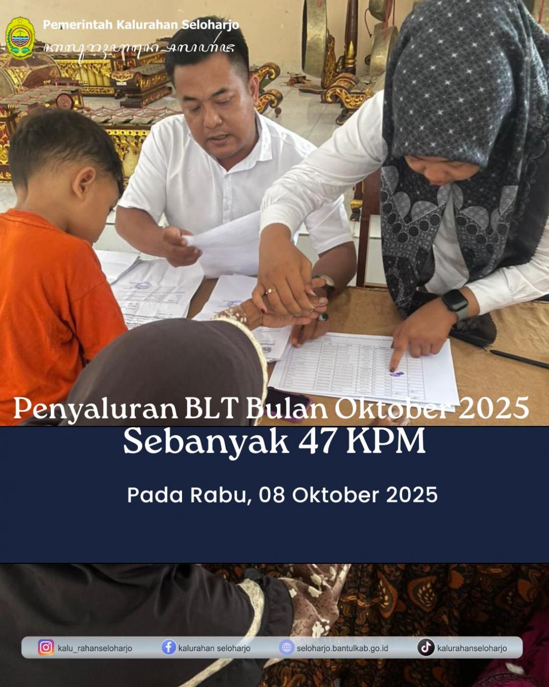 Penyaluran BLT Bulan Oktober 2025 Sebanyak 47 KPM
