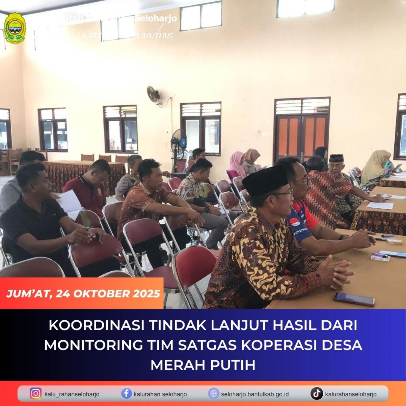 Koordinasi Tindak Lanjut Hasil dari Monitoring Tim Satgas Koperasi Desa Merah Putih