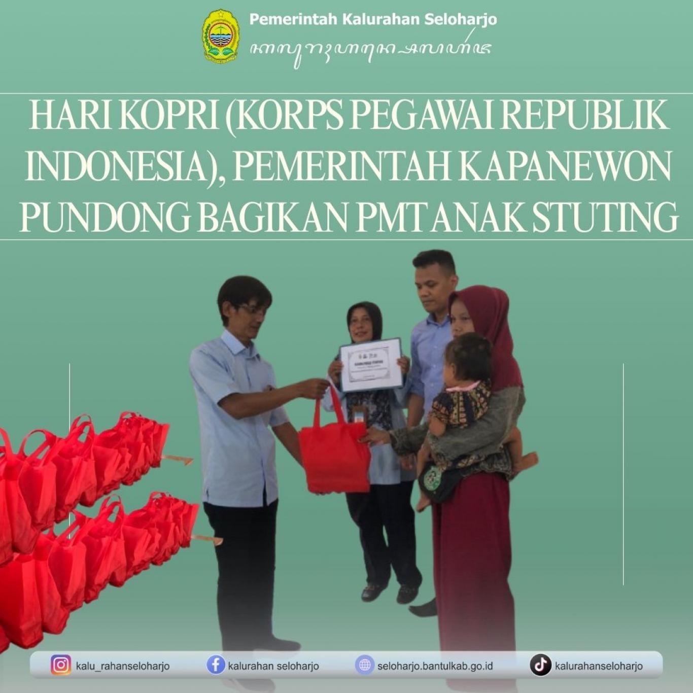 Hari Kopri (Korps Pegawai Republik Indonesia), Pemerintah Kapanewon Pundong Bagikan PMT Anak Stuntin