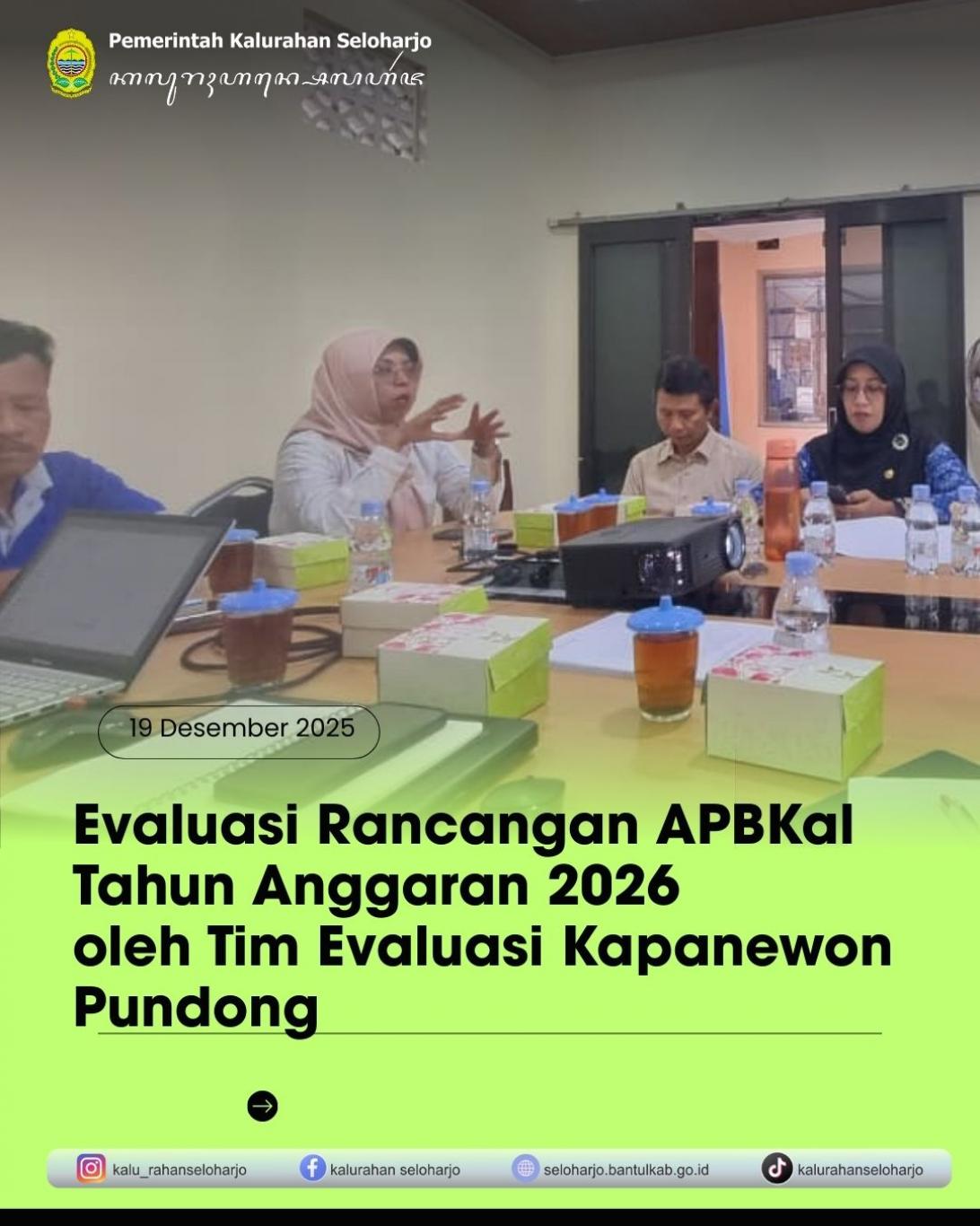 Evaluasi Rancangan APBKal Tahun Anggaran 2026 oleh Tim Evaluasi Kapanewon Pundong