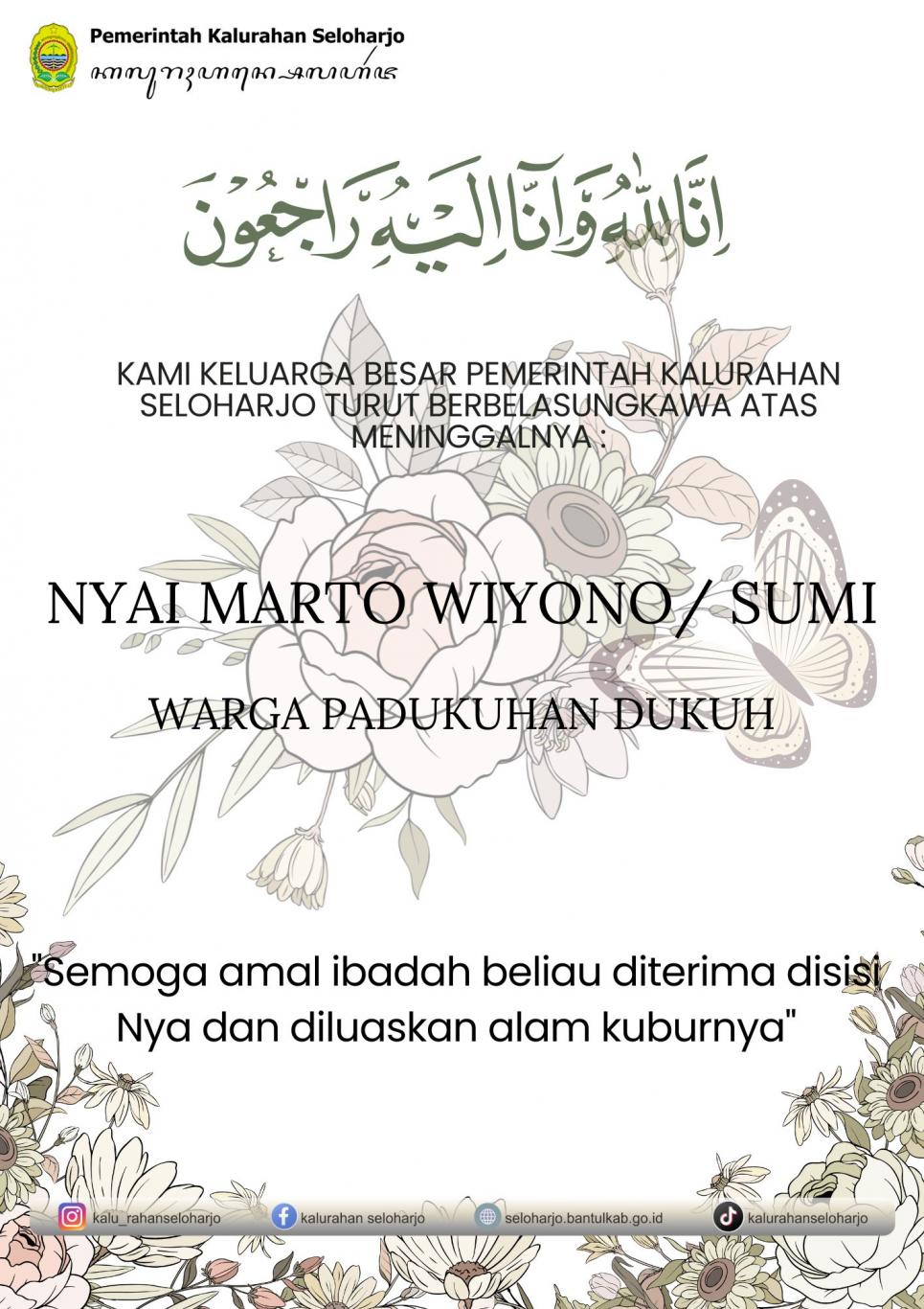 Aksi Simpati Pemerintah Kalurahan Seloharjo Kepada Nyai Marto Wiyono/Sumi Warga Padukuhan Dukuh