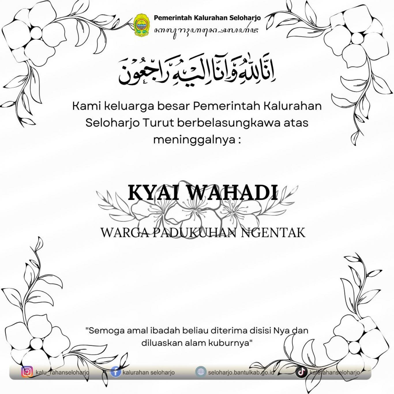 Berita Lelayu Kyai Wahadi Warga Padukuhan Ngentak