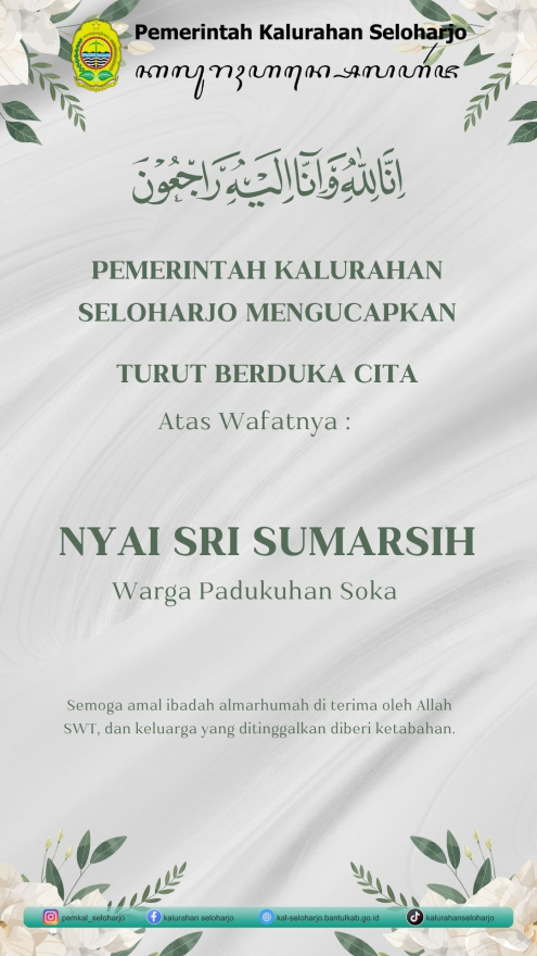 Berita Duka Nyai Sri Sumarsih Warga Padukuhan Soka