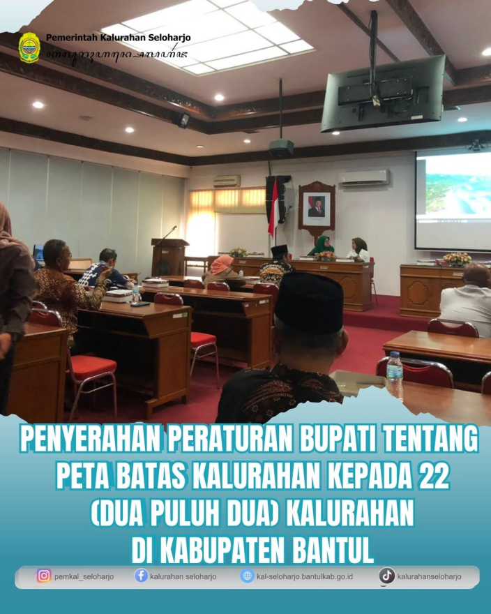 Penyerahan Peraturan Bupati tentang Peta Batas Kalurahan Kepada 22 (Dua Puluh Dua) Kalurahan di Kabupaten Bantul
