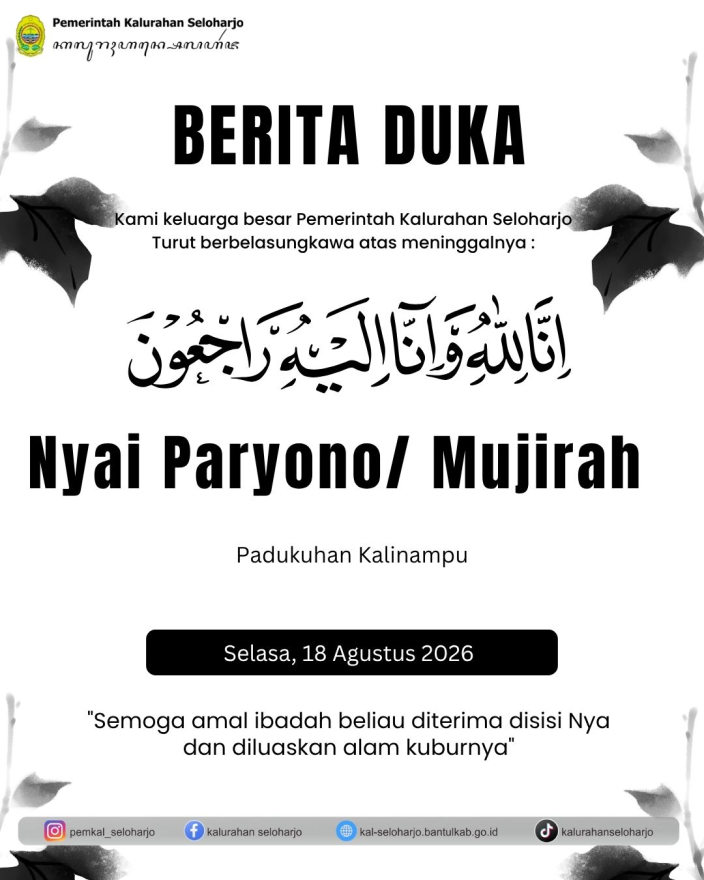 Berita Lelayu Nyai Paryono/ Mujirah Warga Padukuhan Kalinampu