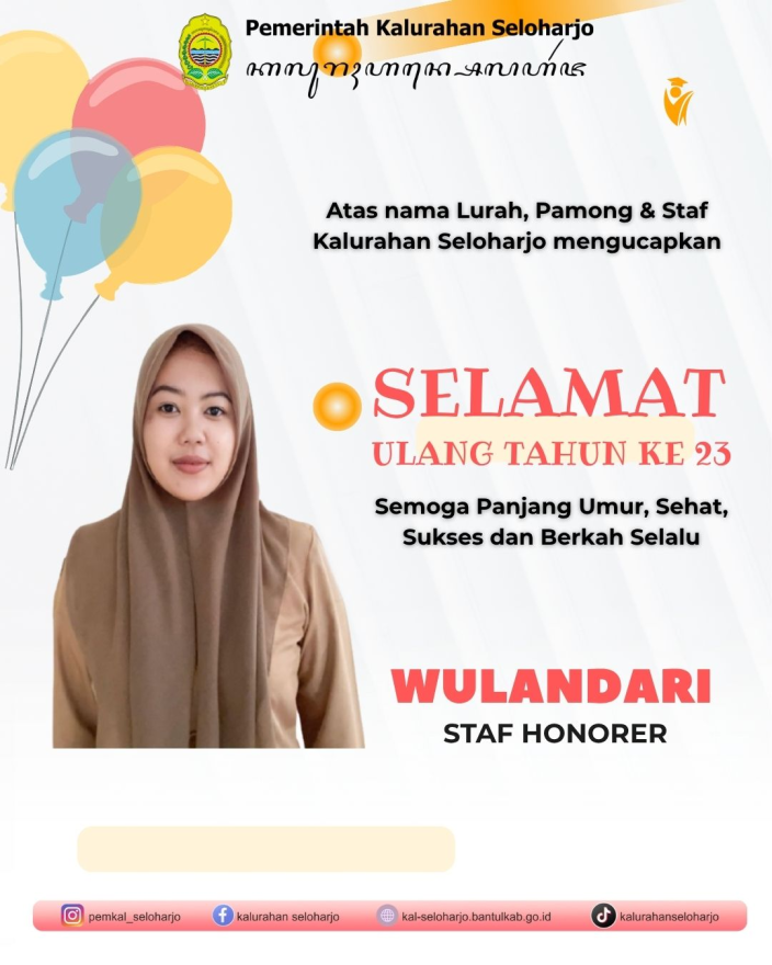Selamat Ulang tahun Mbak Wulandari ke 23 Tahun