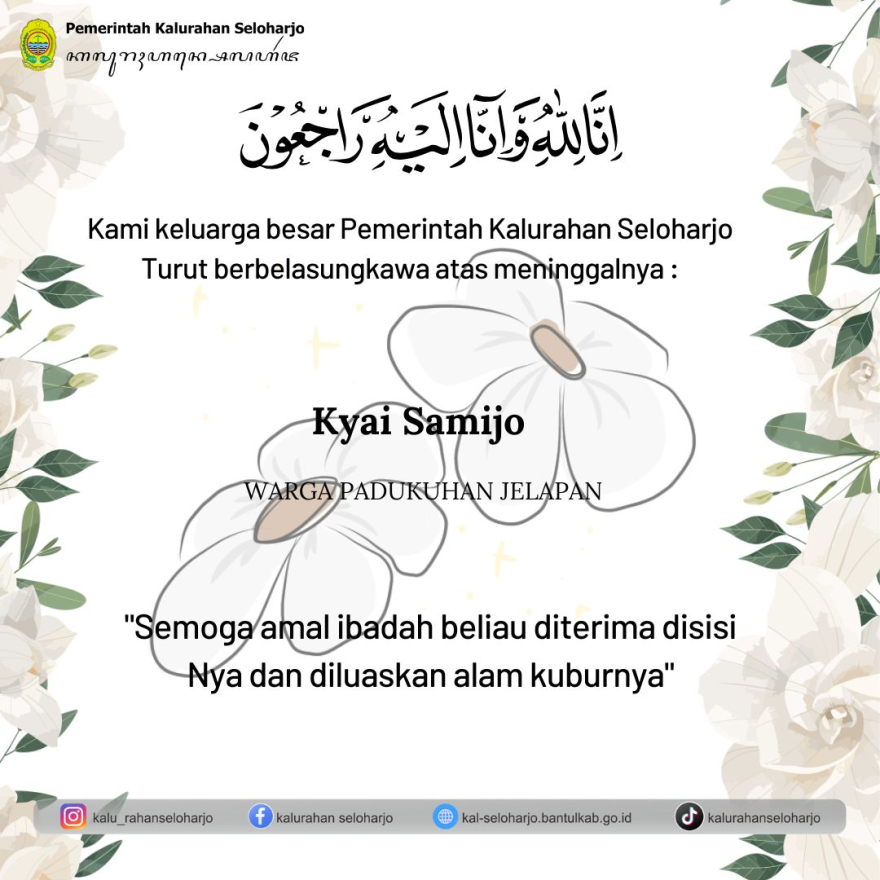 Berita Lelayu Kyai Samijo Warga Padukuhan Jelapan