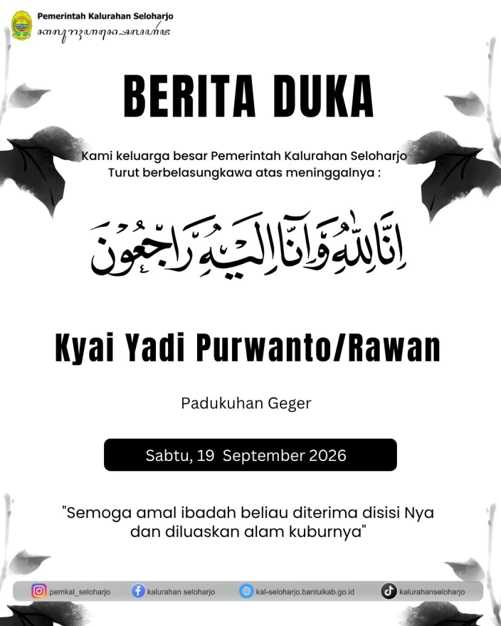 Berita Lelayu Kyai Yadi Purwanto/Rawan Warga Padukuhan Geger