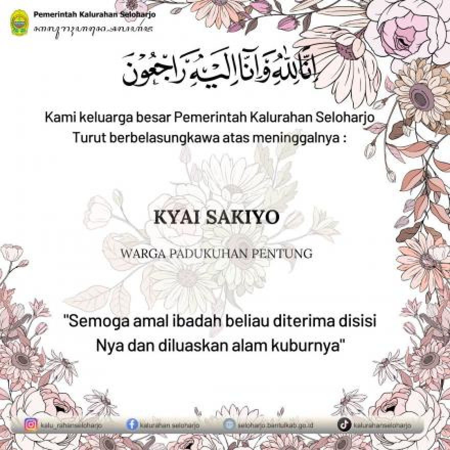Berita Lelayu Kyai Sakiyo Warga Padukuhan Pentung