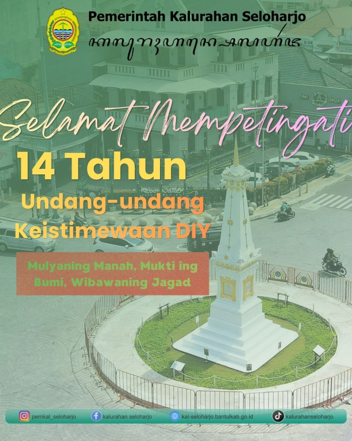 Selamat Memperingati 14 Tahun Undang-Undang Keistimewaan Daerah Istimewa Yogyakarta