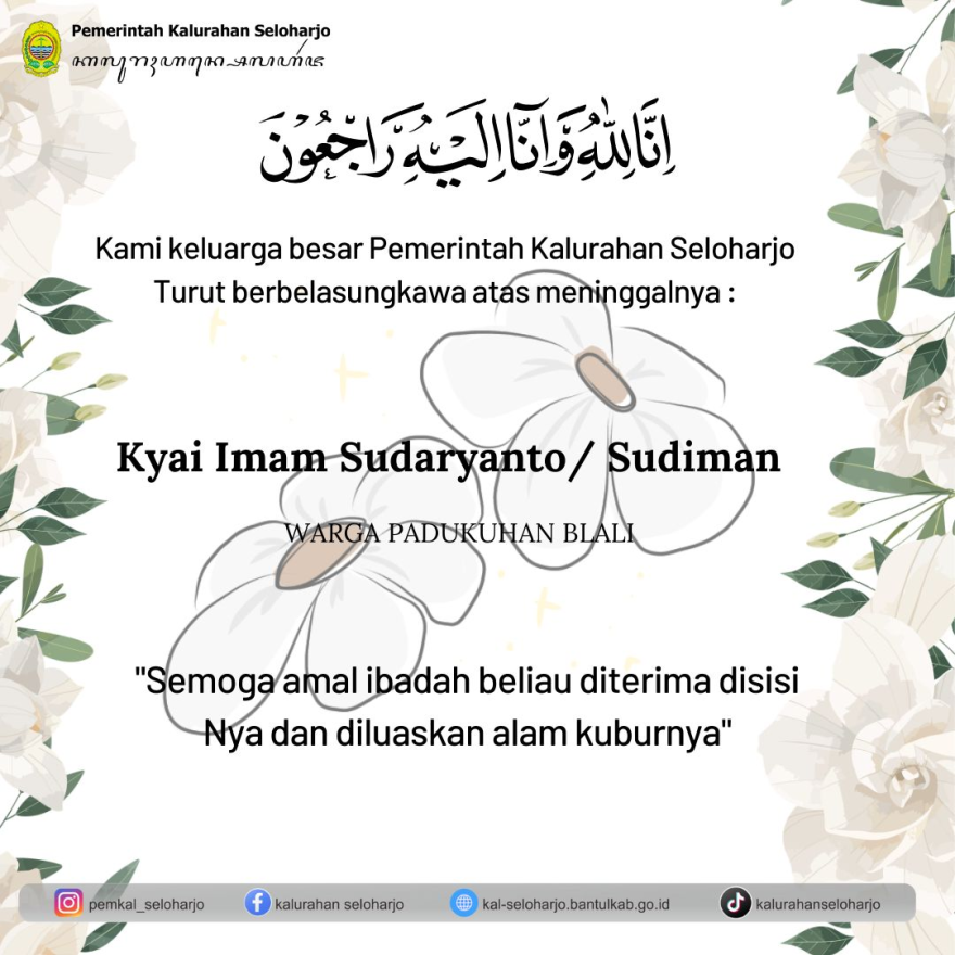 Berita Lelayu Kyai Imam Sudaryanto/ Sudiman Warga Padukuhan Blali