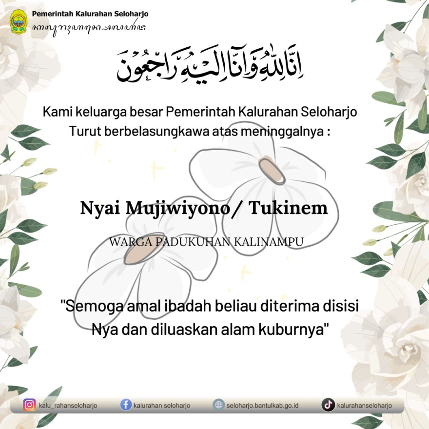 Berita Lelayu Nyai Mujiwiyono/ Tukinem Warga Padukuhan Kalinampu