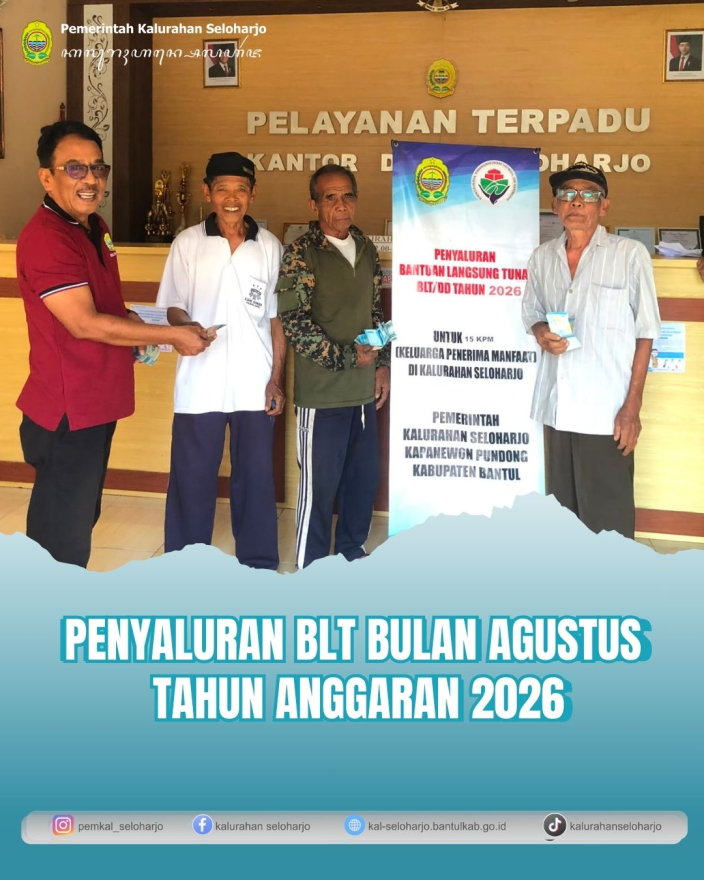 Penyaluran BLT Bulan Agustus Tahun Anggaran 2026
